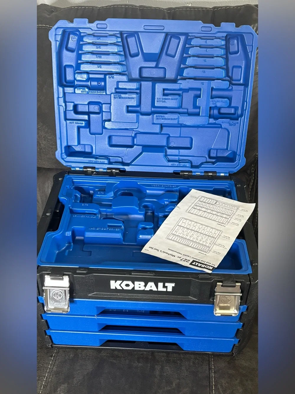 Kobalt Blue Stackable 3-Drawer Tool Organizer - Portable Home Storage